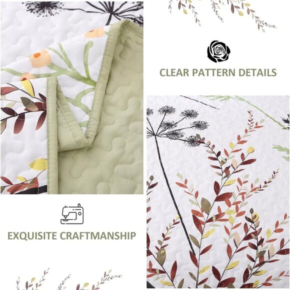 New Country Rustic Floral 3-Piece 100% Polyester Quilt Set • Reversible • KING - Picture 5 of 6